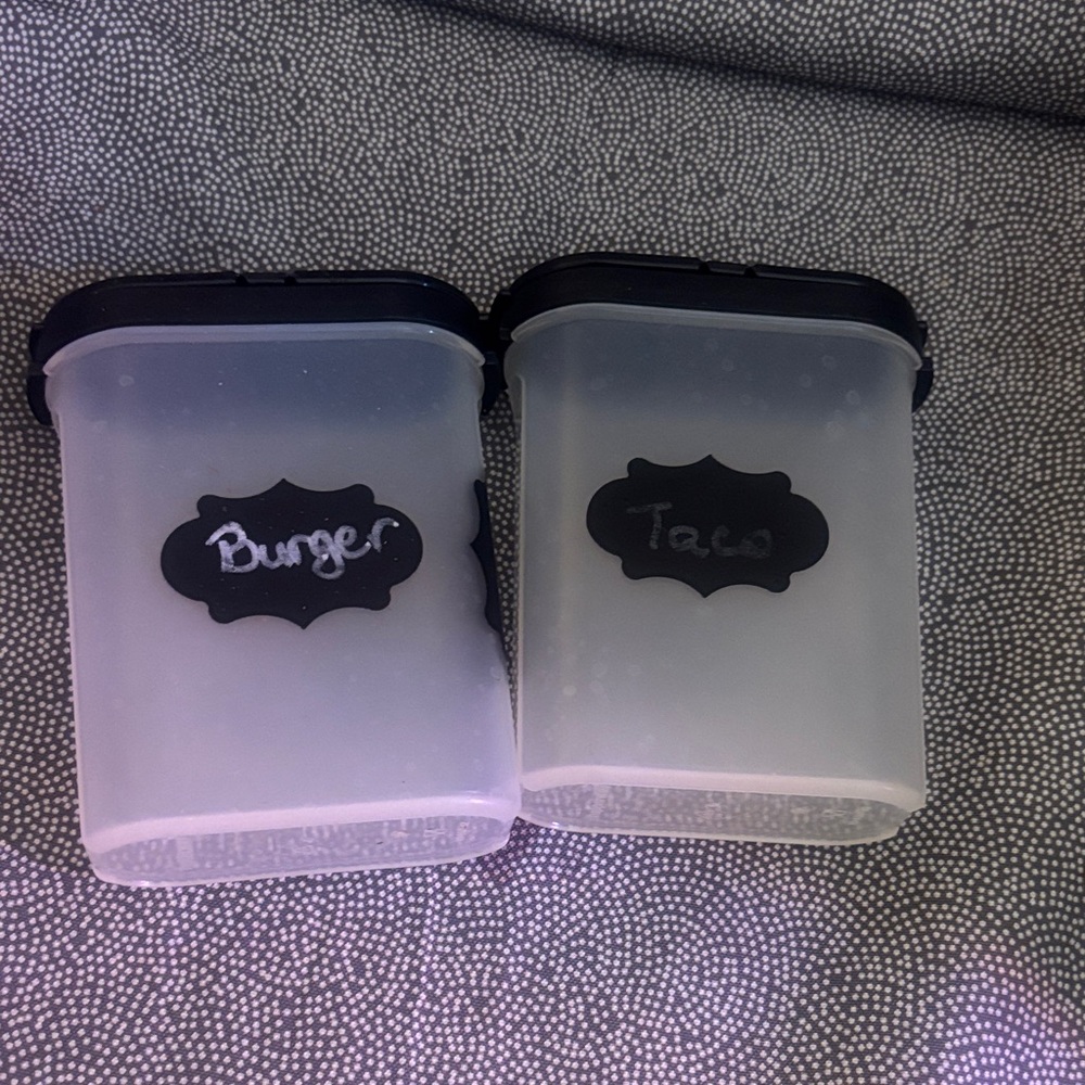 ❤️ $1 Add On Set of 2 Black and Clear Tupperware Spice Containers